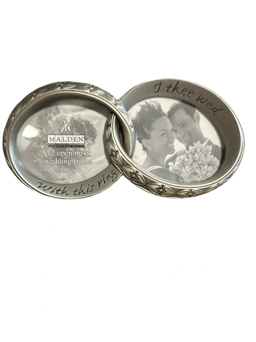 Malden 2 Opening Wedding Frame Silver Tone Double Ring Romantic Decor